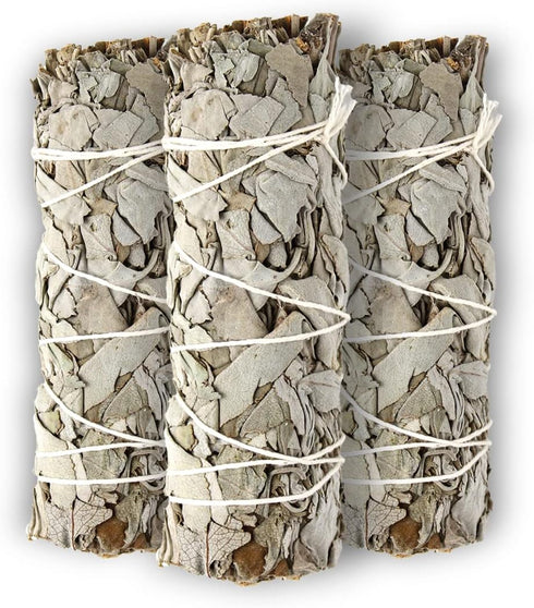 ESPOIR & AMOUR White Sage 4" - 3 Spiritual Sage Sticks for Smudging, Healing and Ritual - Hand-Tied Sage Smudge Sticks to Cleanse Negativity - Sus...