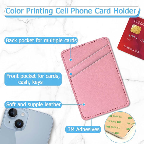 Leather Phone Card Holder Phone Wallet, Stick Back Phone Wallet Sticker Stylish Phone Case Credit Card Holder, Suitable for iPhone, Samsung, Andro...
