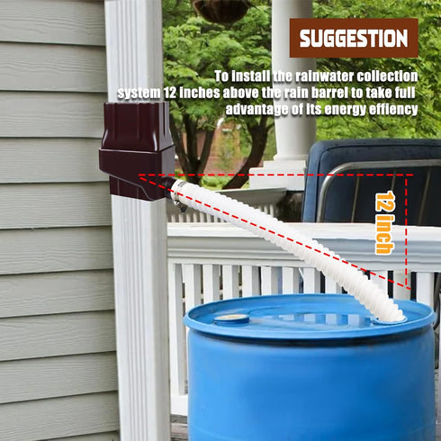Rainwater Collection System Fits 2'' x 3'' Standard Gutter Downspout ?Rain Barrel Diverter kit is Used to Collect Rainwater from Gutter to Rain Ba...