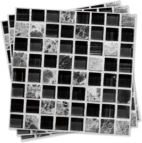 funlife 10Pcs Peel and Stick Tile Backsplash for Kitchen, Self-Adhesive DIY Waterproof Stickers, Vinyl Wall Decals Bathroom Decor, Mosaic Creative...