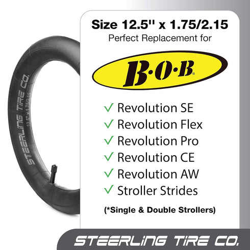 12.5'' x 1.75/2.25 Premium Explosion Proof Front Inner Tire Tube for All BOB Revolution Strollers, Stroller Strides & CE & AW - Perfect BOB Stroll...