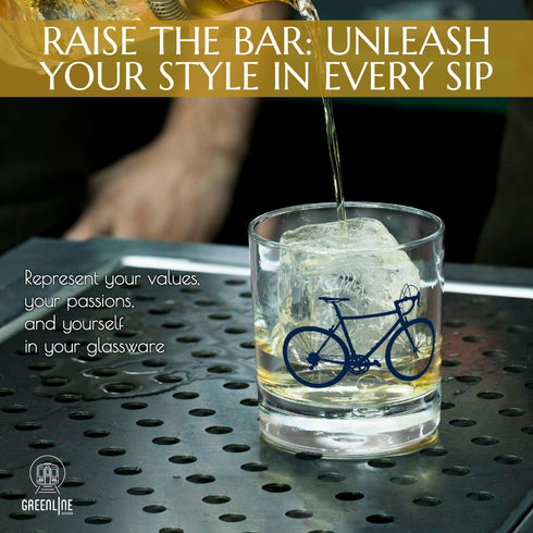 Greenline Goods – Bicycle Whiskey Glasses (Set of 2) |10 oz Tumbler Gift Set with Colorful Cyclist Designs | Unique Gifts for Cyclists & Bike Ride...