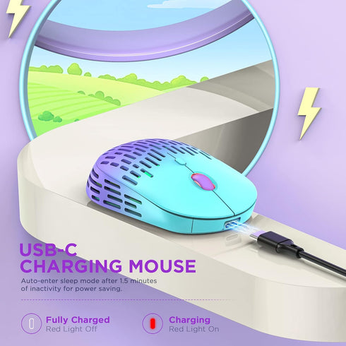 Bluetooth Wireless Mouse, Dual Mode Rechargeable Silent Computer Mice with 2.4G Type C Receiver, USB C Mouse for MacBook, Laptop, Surface Pro, Chr...