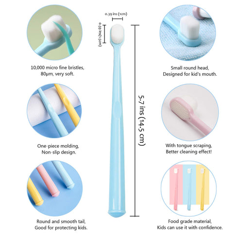 EasyHonor Baby & Toddler Toothbrush for Age 4-12 Years Old, Extra Soft With 10000 Soft Floss Bristle for Baby Gum Care (6Pcs)...