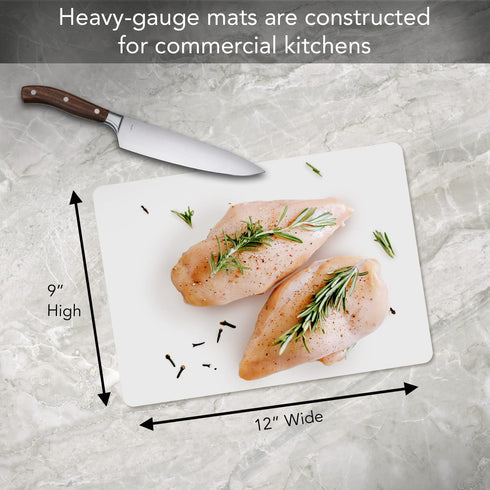 Cut N' Funnel Food Service Grade Heavy Gauge Flexible Cutting Board Mats 4 Pack 9” x 12” Made in the USA BPA Free Plastic Dishwasher Safe...