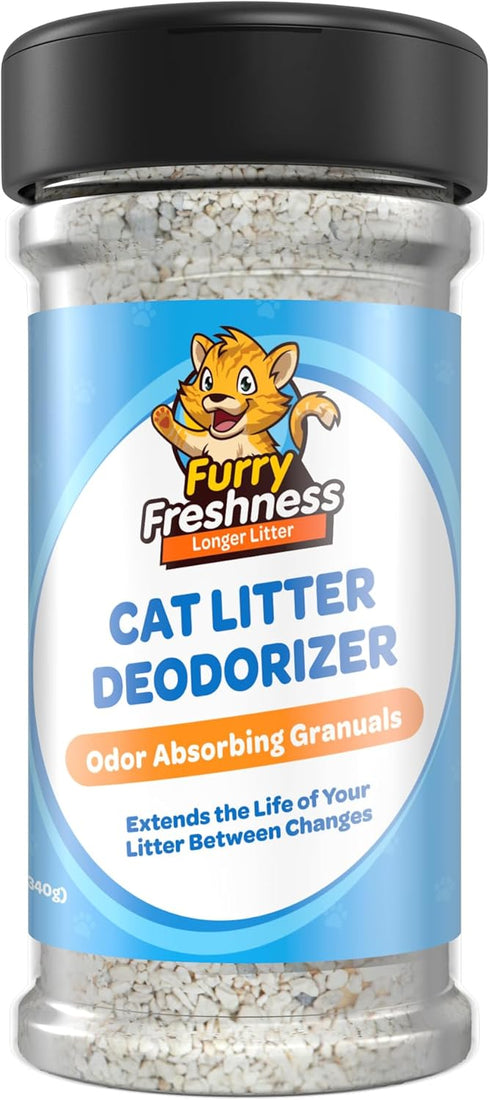 FurryFreshness Cat Litter Deodorizer & Litter Box Odor Eliminator - Works With All Litters To Increase The Life Of Your Litter -Made In USA -Nonto...