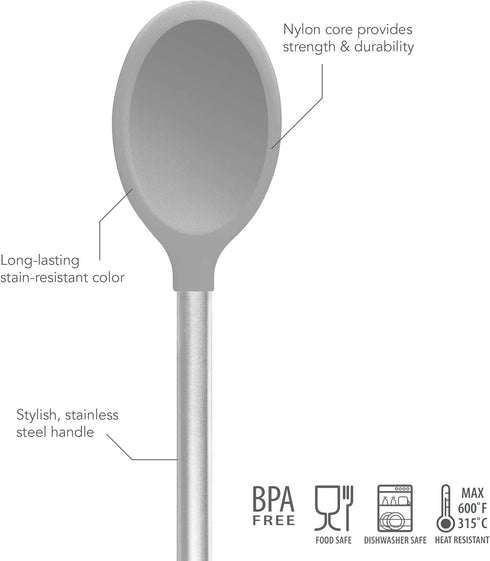 Tovolo Mixing Spoon With Stainless Steel Handle Scratch Heat-Resistant Stirring, Kitchen Utensil Safe for Nonstick Cookware & Cast Iron Skillets, ...