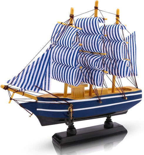 Dedoot Sailboat Model Decor, Wooden Sailing Boat Nautical Decor 7"x8" Model Ship for Ocean Theme Party and Room Decoration, Photo Props...