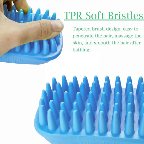 Dog Bath Brush, Pet Silicone Shampoo Brush, Rubber Shower Wash Curry Brush for Short Long Haired Dogs Cats Shedding Grooming and Massage, Pet Rubb...