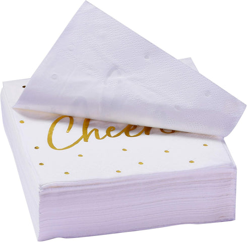 100 Pack Cocktail Napkins - Includes 2 Designs - Perfect for Weddings, Birthdays, New Year Party Supplies …...