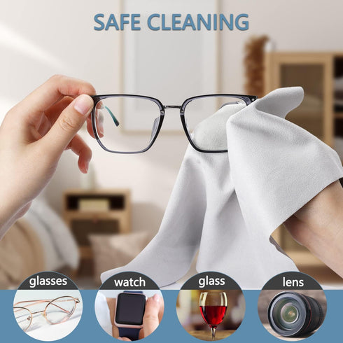 Extra Large Microfiber Cleaning Cloths (12"x 12") for Eyeglasses, Lens, Glasses, Reusable Eyeglass Cleaner Cloths Wipes for All Glasses and Screen...