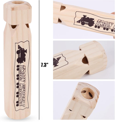 POPLAY 1PC Kids Wooden Train Whistle, Train Whistle 4-Tone 7.3" Toy Wood Whistles for Kids Birthday Party Favors Carnival Prize...