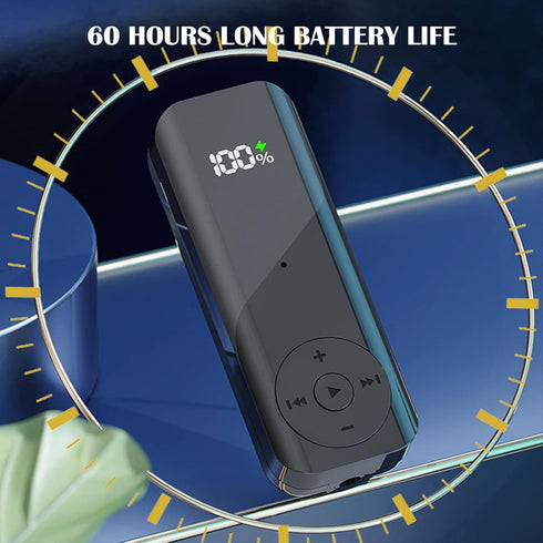 Bluetooth 5.2 Adaptor for Wireless Headphones, 60H Battery Life Bluetooth Receiver with LED Digital Display & Noise Cancelling Mic, Wireless Audio...