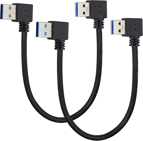 2 Pack Left & Right Angle USB 3.0 A Cable 90 Degree USB 3.0 Type A Male Transferring Data and Charging Extension Cable for Hard Drive,Printers,Mod...