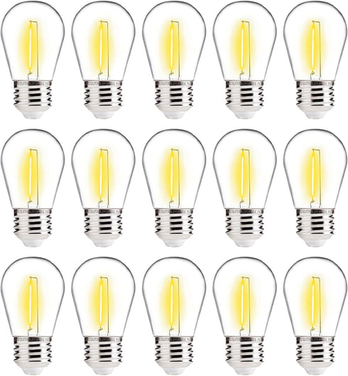 ALAMPEVER LED Outdoor Light Bulbs?S14 Replacement Bulbs for Outdoor String Lights?15 Pack Shatterproof & Waterproof E26 LED Bulbs?2200K Warm White...