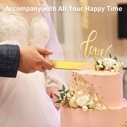 2Pcs Wedding Cake Knife and Server Set, Premium Cake Cutter includes 10.63" Cake Knife and 9.25" Pie Server, Stainless Steel Cake cutting set for ...