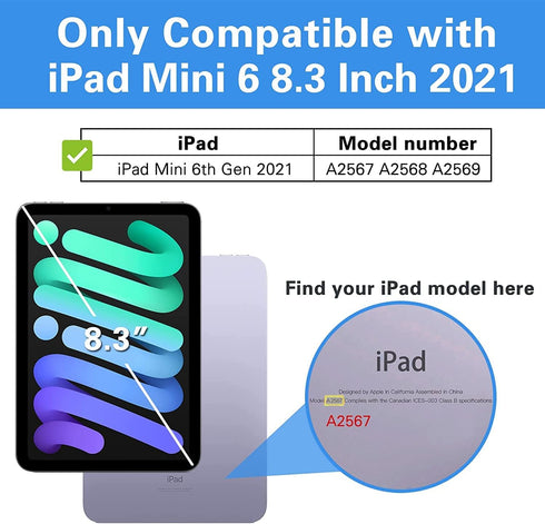 BMOUO iPad Mini 6 Case, iPad Mini 6th Generation Case, iPad Mini 6 Case 2021, Rugged Shockproof 360°Rotating Stand Hand Strap Pencil Holder Kids C...