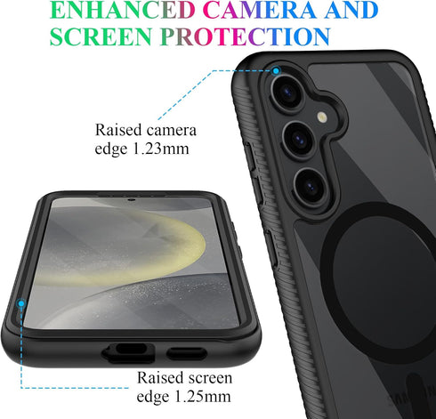 wahhle Samsung Galaxy S24 Case, Magnetic Wireless Charging Built in Screen Protector Full Body Shockproof Slim Fit Bumper Protective Phone Cover f...