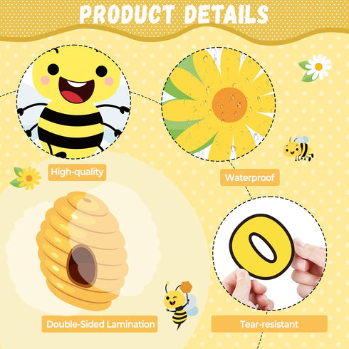 77Pcs Bee Bulletin Board Decorations Summer Bee Hive Cutout Classroom Bulletin Board Border Set Decoration Bee Sunflower Cut Outs for Wall Decor C...