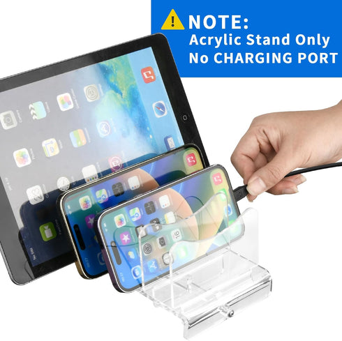 Acrylic Multi Device Organizer Stand Base for Portable Charger Power Banks, 4 Slots Desktop Storage Holder Compatible with USB Battery Pack, Phone...