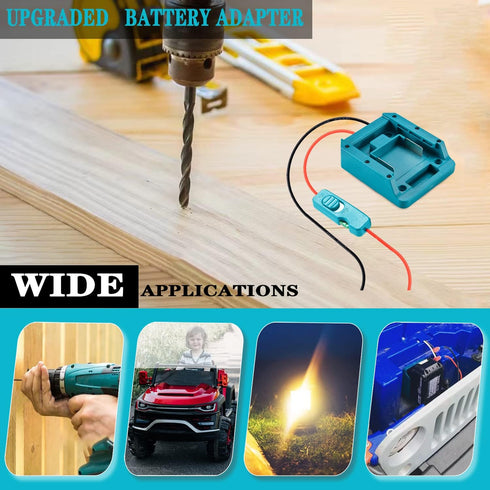 Upgraded 18V Battery Adapter for Makita 18V Battery Adapter All-in-one Design of The Fuse and Switch Power Tool Battery Converter Kit 14 Gauge wit...