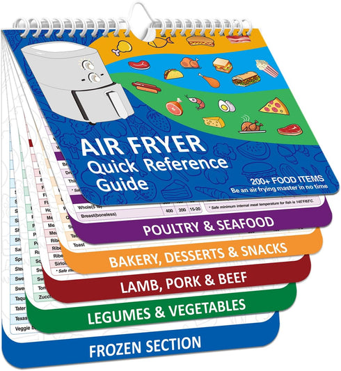 TZARROT Air Fryer Magnetic Cheat Sheet Set, Over 200 Foods Air Fryer Cooking Guide Flip Chart Magnetic, Air Fryer Accessories Cooking Time Charts ...