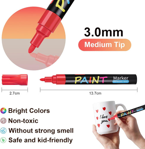 IVSUN Paint Pens Paint Markers,20 Colors Oil-Based Waterproof Paint Marker Pen Set, Never Fade Quick Dry and Permanent, Works on Rocks Painting, W...