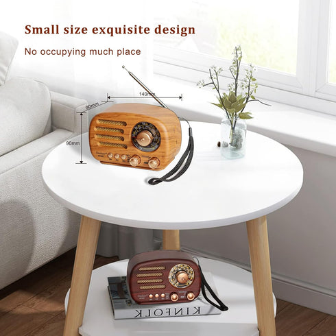 Portable Vintage Radio Retro Bluetooth Speaker, FM/AM/SW Old Fashion Classic Style, Adjustable Antenna, Rechargeable Battery Powered & USB Chargin...