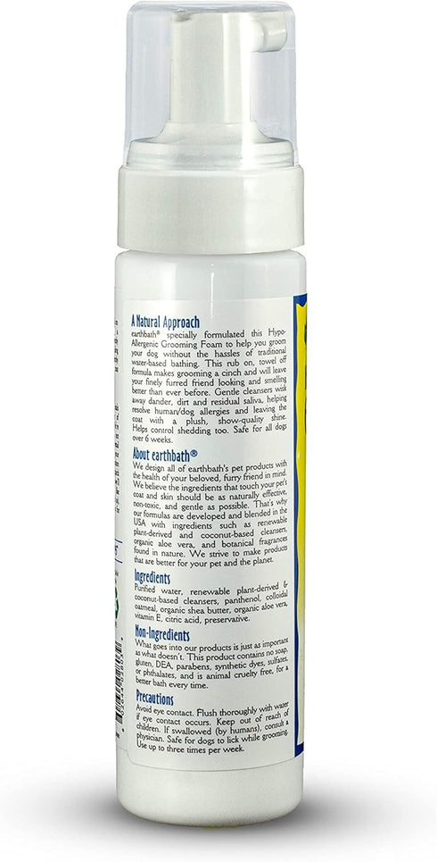 earthbath, All Natural Hypo-Allergenic Dog Grooming Foam - Fragrance Free Dog Shampoo for Allergies and Itching, Cruelty Free, No Water Needed, Ru...