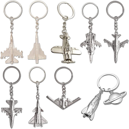 9pcs Airplane Keychain Set Spacecraft Aircraft Airliner Fighter Plane Model Creative Key Ring Gift for Aviation Enthusiast Pilot Aviator...