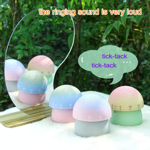 Mechanical Kitchen Timer, Cute Mushroom Timer for Kids, Wind Up 60 Minutes Manual Countdown Timer for Classroom, Home, Study and Cooking (Beige Ba...