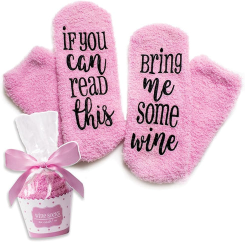 cinch! Luxury Fuzzy Wine Socks in Cupcake Gift Packaging | Valentines Day Gifts for Her | Socks for Women | Funny Accessory, Present for Wife, Win...