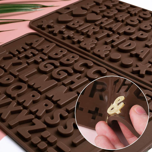 4 Pcs Silicone Mold, AIFUDA Letter, Number Silicone Molds and Number Molds with Happy Birthday Cake Decorations Symbols for DIY Cookies, Chocolate...