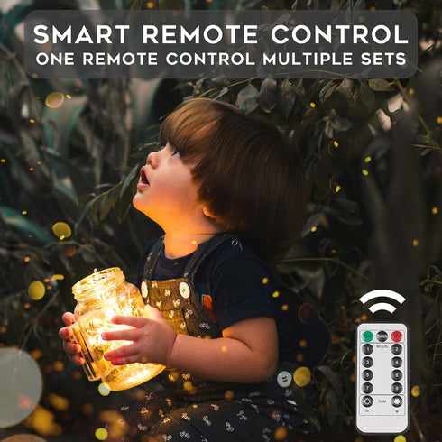 suddus 33ft 100 LED Outdoor String Lights, Warm White Fairy Lights Battery Operated with Remote, Led Twinkle Lights for Bedroom, Dorm, Backyard, W...