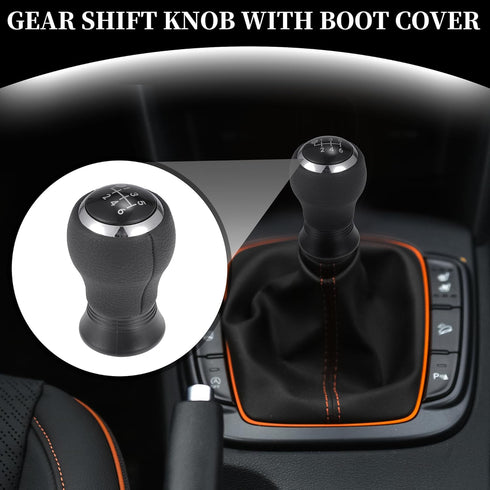 6 Speed Manual Gear Shift Knob - Car Gearbox Stick Shifter Lever Knob - for Toyota Yaris 2005-2010 Plastic Faux Leather Black Silver Tone - 1 Pc...