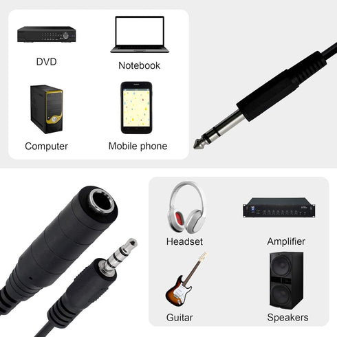 GINTOOYUN 6.35mm TRS Male to 1/4 TRS Female Stereo Headphone Y Splitter Extension Cable...