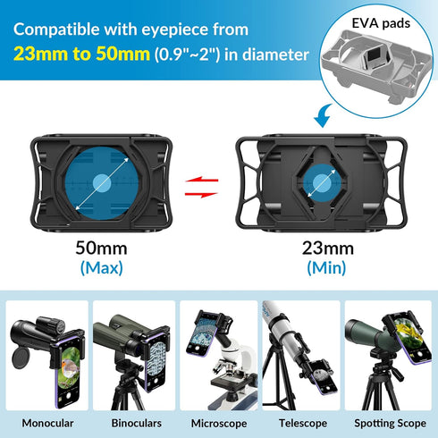 APEXEL Telescope Phone Adapter, Binocular Photo Adapter for Android & iPhone, Phone Holder Mount for Telescope, Monocular, Binocular, Microscope, ...
