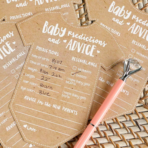 Kate Aspen Baby Predictions for Baby Shower Advice Cards - 50-Count Onesie Shaped Baby Shower Games for Girl or Boy - Gender Neutral Decor, Table ...