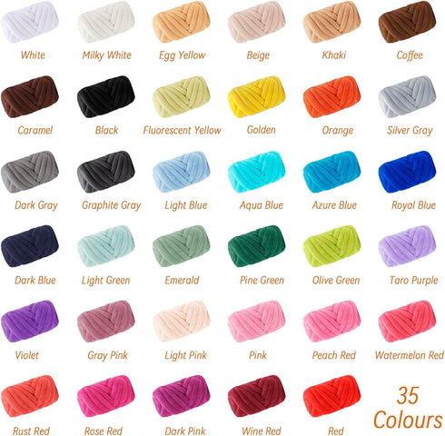 Thick Chunky Yarn for Arm Knitting Jumbo Tube Yarn Soft Chunky Knit Blanket Yarn, Velvet Yarn for Crocheting Handbags Hand Knitting Pet Bed Rugs P...