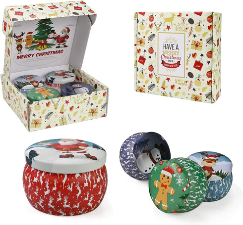 Christmas Candles, 4 Pack Scented Candles, Christmas Gifts for Women, Soy Candles Set, 120H Burning Time, Aromatherapy Candle for Meditation, Yoga...