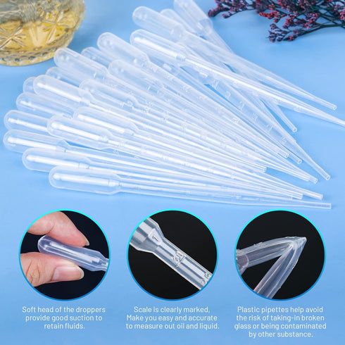 Teenitor 3ML Pipettes Plastic Eye Droppers, 25PCS Plastic Transfer Pipettes for Essential Oils, Dropping Pipettes 3Ml Plastic Dropper Transfer of ...