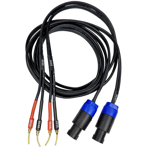 CESS-276-6f Braided-Type Pin Banana Plug to Speakon Speaker Cable, Secure Contact with Spring Clips, Super Soft Silicone 12 Gauge Wires (6 Feet)...