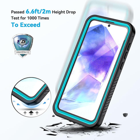 Lanhiem for Samsung Galaxy A55 5G Case, IP68 Waterproof Dustproof, Built-in Screen Protector, Rugged Full Body Shockproof Phone Cover for Galaxy A...