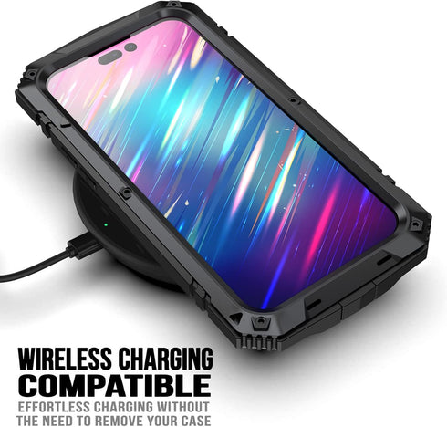 for iPhone 14 Pro Max Case,Shockproof Hard Case Aluminum Metal Gorilla Glass Military Heavy Duty Sturdy Protector Cover for iPhone 14 Pro Max,with...