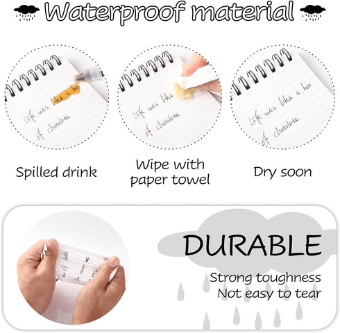 Prudiut 6 Pcs Waterproof Notepad Notebook 3 × 5" Write in the Rain Pocket Notebook Tactical Notepad Police Notepad Small Spiral Notebook for Outdo...