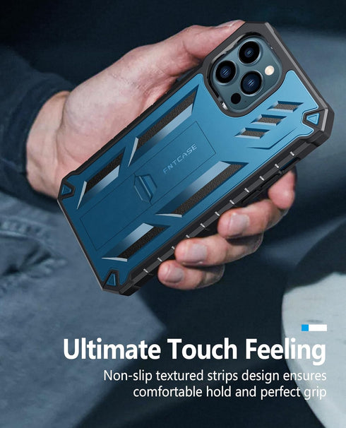 FNTCASE for iPhone 12-Pro-Max Phone Case: Military Grade Drop Proof Protection Mobile Cover with Kickstand | Matte Textured Rugged Shockproof TPU ...