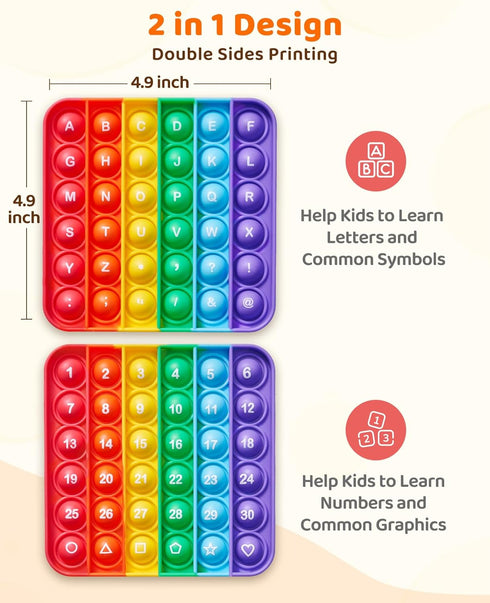 Double Sided Alphabet Numbers Fidget Toys,ABC Learning and Educational Toys, Stress Relief, Autism Sensory Toys,26 Letters on One Side,Numbers 1-3...