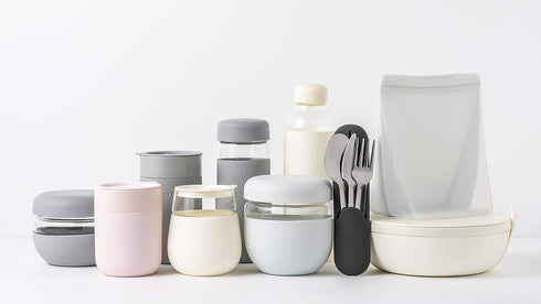 W&P Porter Stainless Steel Utensils with Silicone Carrying Case | Terrazzo Charcoal | Spoon, Fork & Knife for Meals on the Go | Portable and Compa...