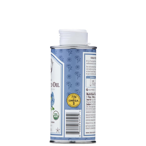 La Tourangelle, Organic Flaxseed Oil, Essential Omega-3 to Improve Heart Health, Vegan, Non-GMO, Gluten-Free, Kosher, Cast Iron Seasoning, 8.45 Fl...