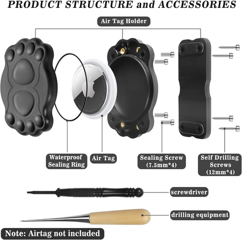 Portable Electronic Device Cover, IP68 Waterproof Air Tag Pet Collar Holder for Tracking Pets, Fits All Width Collars, Newest Airtag Case Easy to ...